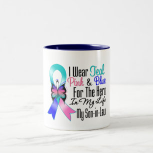 Thyroid Cancer Ribbon Hero My Son in Law Two-Tone Coffee Mug
