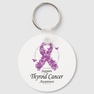 Thyroid Cancer Ribbon of Butterflies Key Ring