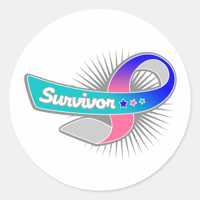 Thyroid Cancer Survivor Ribbon Classic Round Sticker (Front)