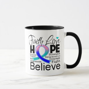 Thyroid Cancer Typographic Faith Love Hope Mug