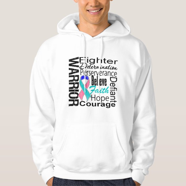 Thyroid Cancer Warrior Collage Hoodie (Front)