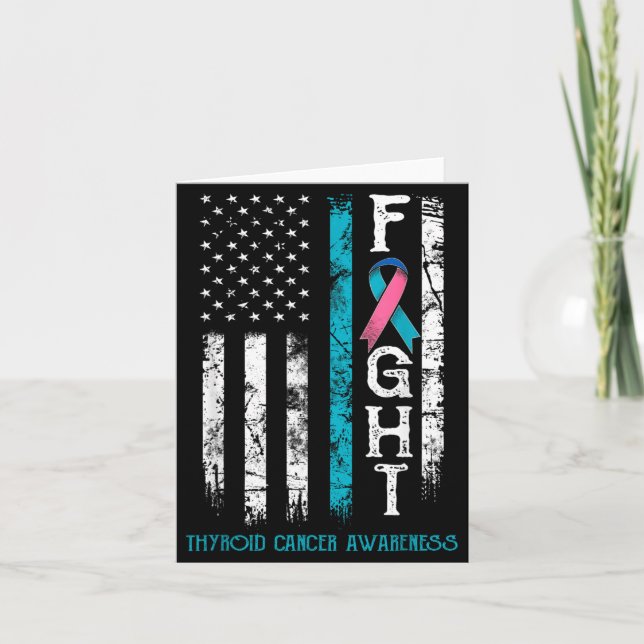 Thyroid Cancer Warrior US Flag Card (Front)