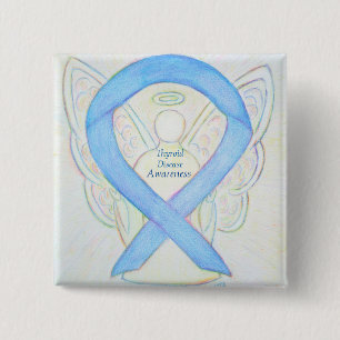 Thyroid Disease Awareness Angel Blue Ribbon Pin