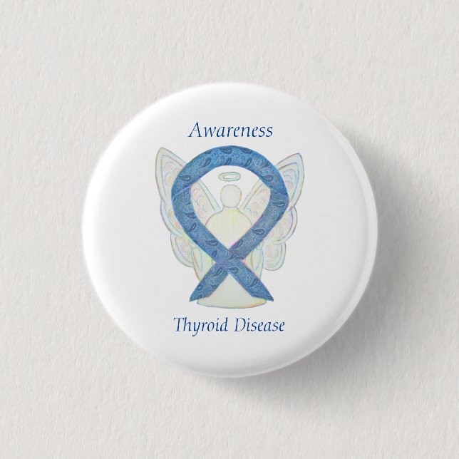 Thyroid Disease Awareness Angel Paisley Ribbon Pin (Front)