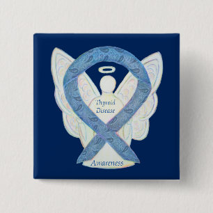 Thyroid Disease Awareness Angel Paisley Ribbon Pin