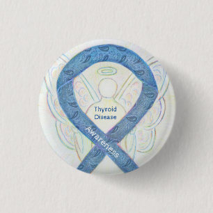 Thyroid Disease Awareness Angel Paisley Ribbon Pin
