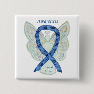 Thyroid Disease Awareness Angel Paisley Ribbon Pin