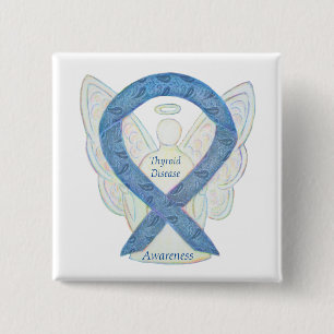 Thyroid Disease Awareness Angel Paisley Ribbon Pin