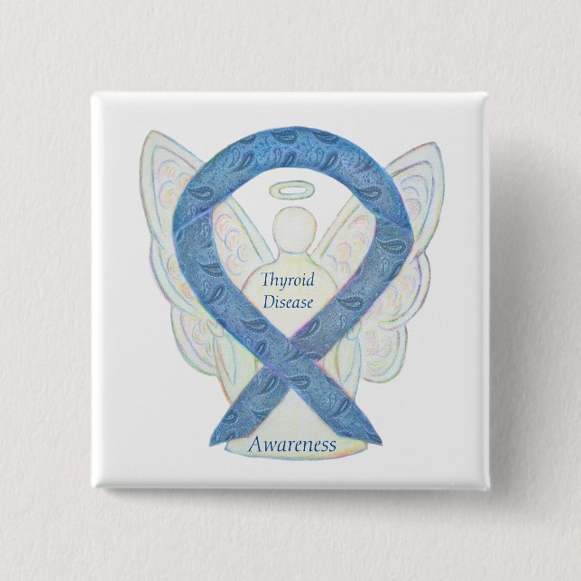 Thyroid Disease Awareness Angel Paisley Ribbon Pin (Front)