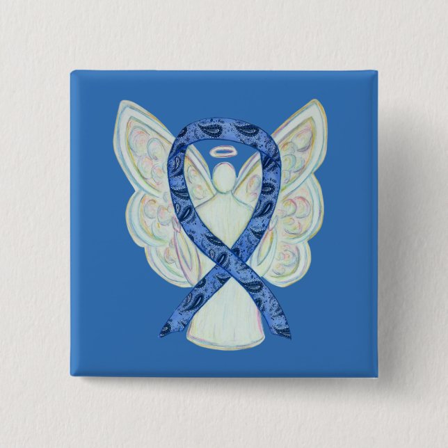 Thyroid Disease Awareness Paisley Ribbon Angel Pin (Front)
