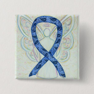 Thyroid Disease Awareness Paisley Ribbon Angel Pin
