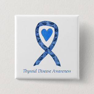Thyroid Disease Awareness Paisley Ribbon Pin