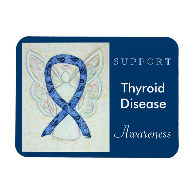 Thyroid Disease Awareness Ribbon Angel Magnets (Horizontal)