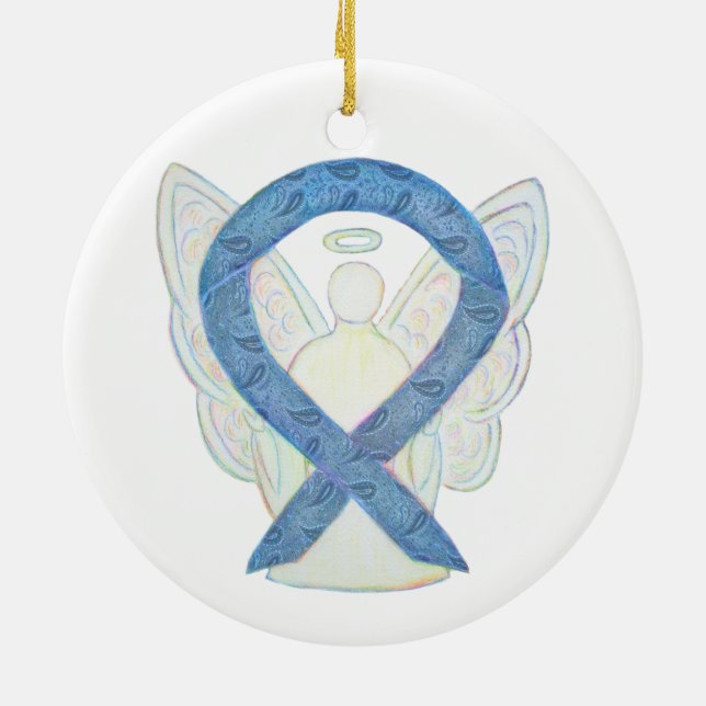 Thyroid Disease Awareness Ribbon Angel Ornaments (Back)