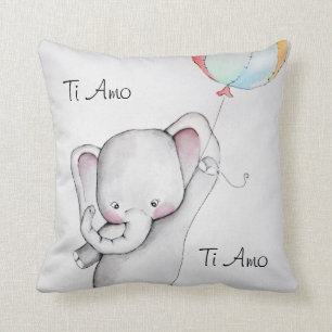 Ti Amo Baby Elephant Throw Pillow