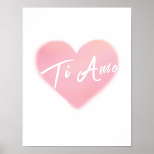Ti Amo Heart Watercolor Art Print Poster