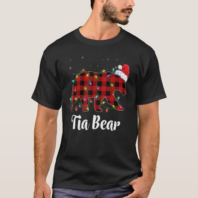 Tia Bear Buffalo Red Plaid Matching Family Christm T-Shirt (Front)