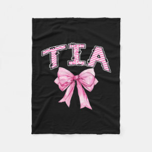 Tia birthday girl matching coquette pink bow fleece blanket