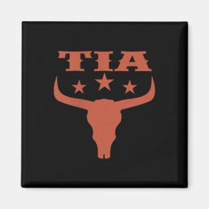 Tia First Bday Cowboy Western Rodeo Skull Matching Magnet
