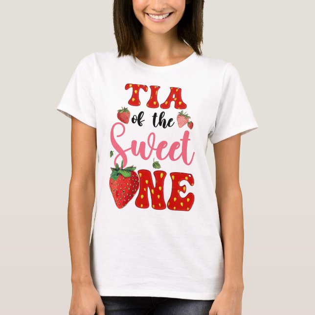 Tia Of Sweet One Strawberry Frist 1st Birthday Gir T-Shirt (Front)