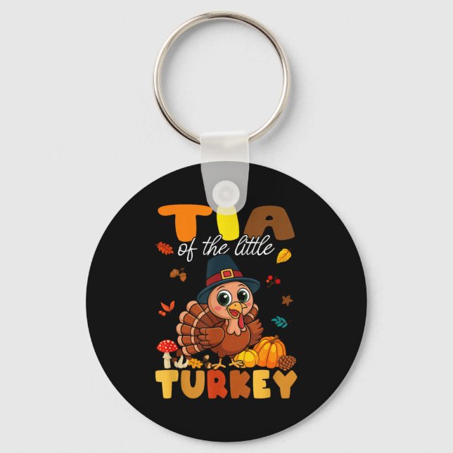 Tia Of The Little Turkey Thanksgiving Baby Shower  Key Ring (Front)