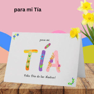 Tía Spanish Aunt Floral Bohemian Mother's Day Card