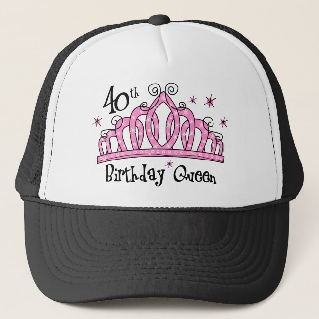 Tiara 40th Birthday Queen LT Trucker Hat (Front)