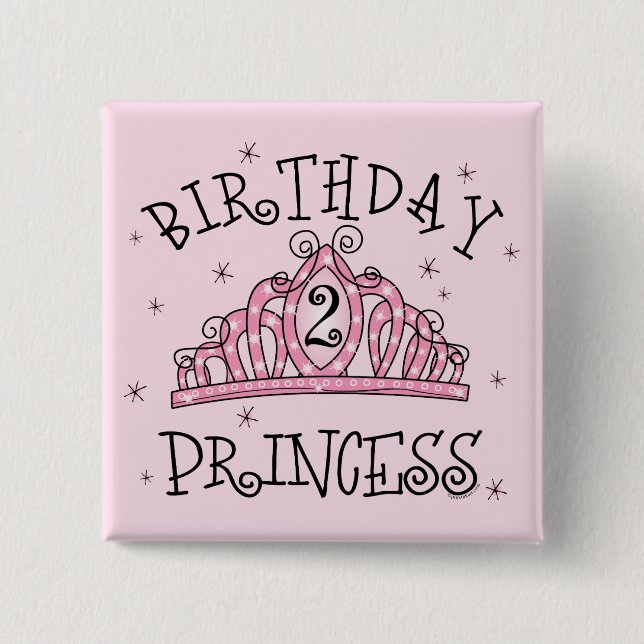 Tiara Birthday Princess 2nd Birthday 15 Cm Square Badge (Front)