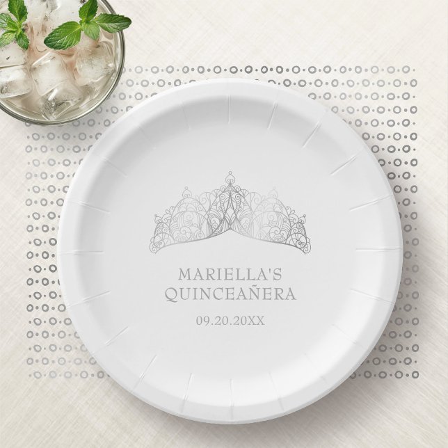Tiara Crown Elegant Quinceanera Paper Plate (Creator Uploaded)