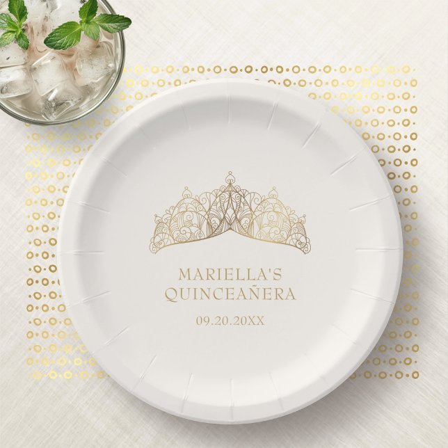 Tiara Crown Elegant Quinceanera Paper Plate (Creator Uploaded)
