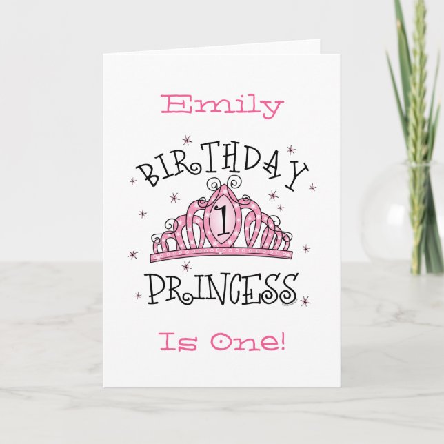 Tiara Princess 1st Birthday Card - Customised (Front)