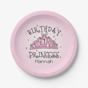 Tiara Princess 1st Birthday Paper Plate