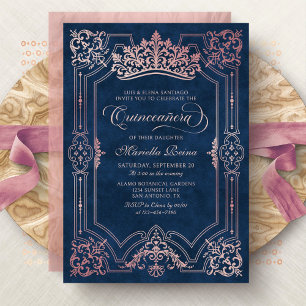 Tiara Princess Pink Fairytale Photo Quinceanera Invitation
