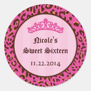 Tiara Sweet Sixteen Birthday Favour Sticker
