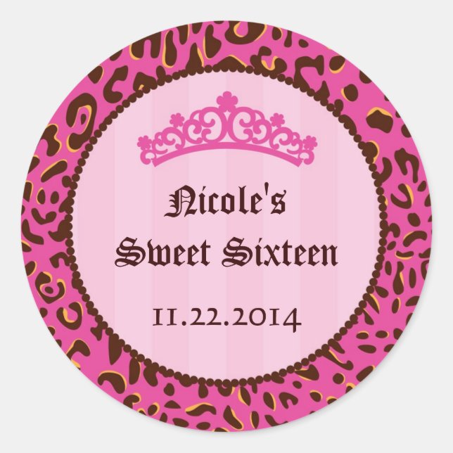 Tiara Sweet Sixteen Birthday Favour Sticker (Front)
