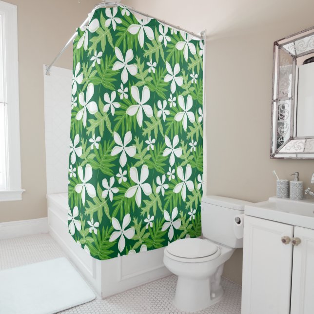 TIARE (GREEN) SHOWER CURTAIN (In Situ)