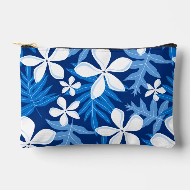 TIARE PATTERN IN BLUE ACCESSORY POUCH (Front)