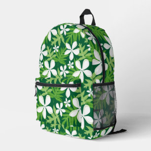 TIARE PATTERN IN GREEN PRINTED BACKPACK