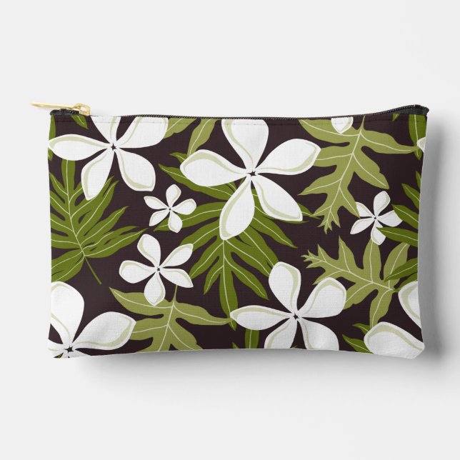 TIARE PATTERN IN OLIVE ACCESSORY POUCH (Front)