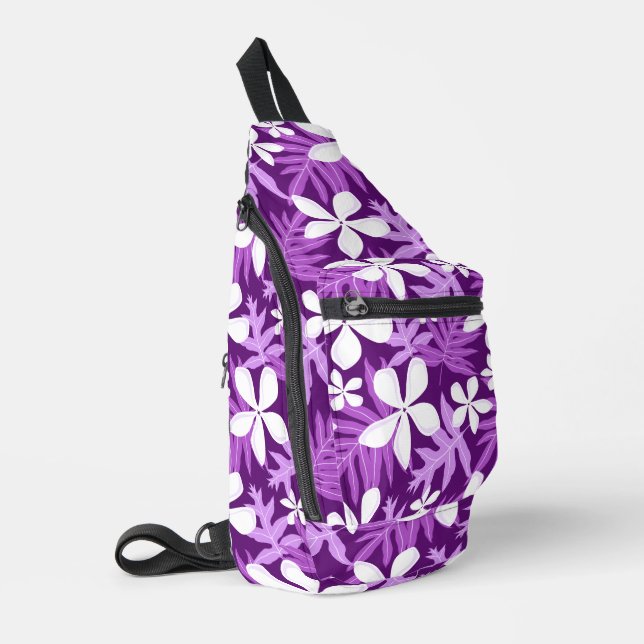 TIARE PATTERN IN PURPLE SLING BAG (Left Corner)