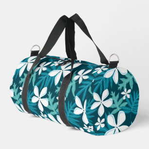 TIARE PATTERN IN TEAL DUFFLE BAG