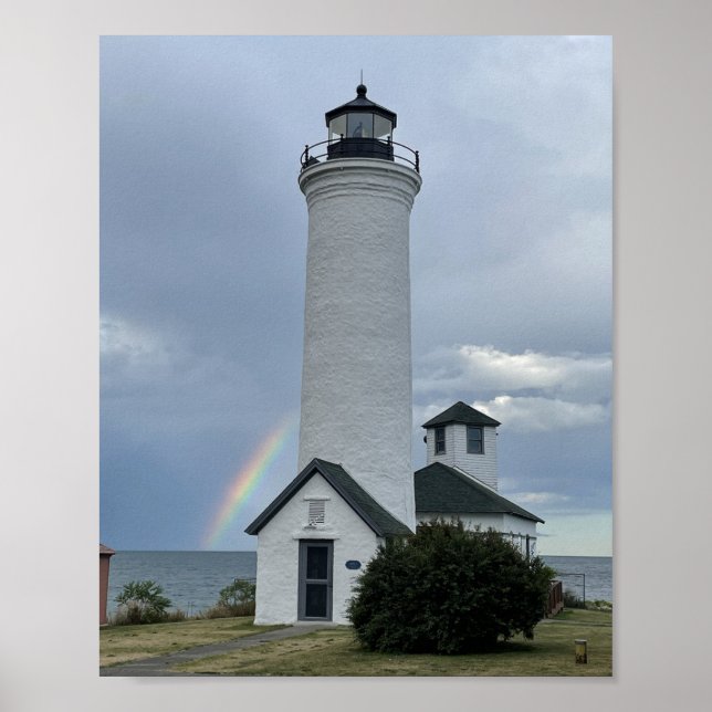 Tibbetts Point Lighthouse Rainbow Cape Vincent NY Poster (Front)
