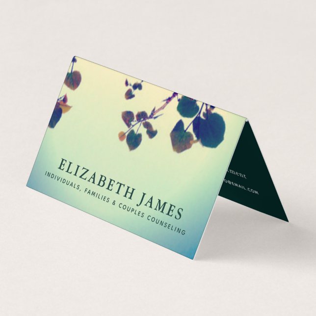 Tiber Blue Green Heart Leaf Business Card (Front)