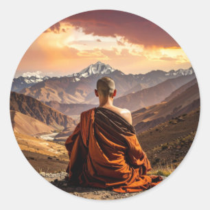 TIbet - Buddhism - Meditation Classic Round Sticker