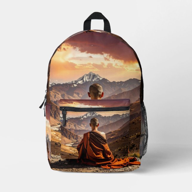 TIbet - Buddhism - Meditation Printed Backpack (Front)