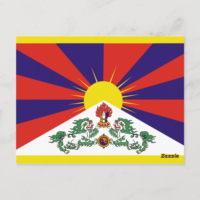 Tibet flag - Snow Lion Flag Postcard (Back)