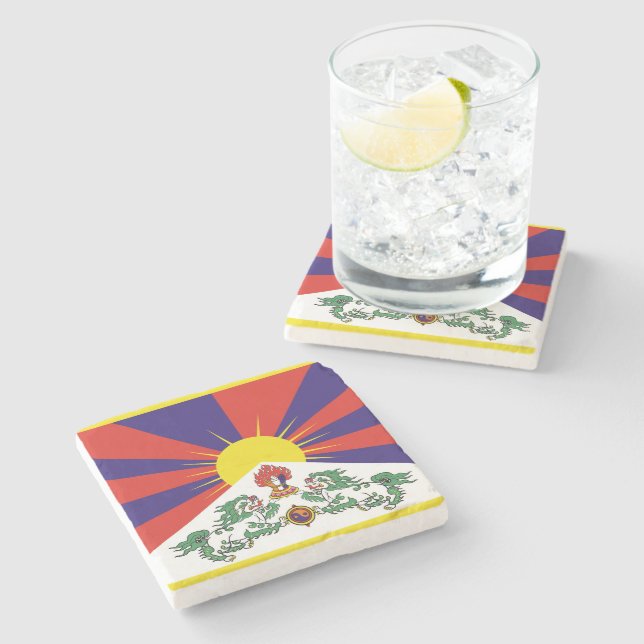 Tibet flag - Snow Lion Flag Stone Coaster (Side)