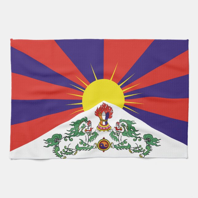 Tibet flag - Snow Lion Flag Tea Towel (Horizontal)