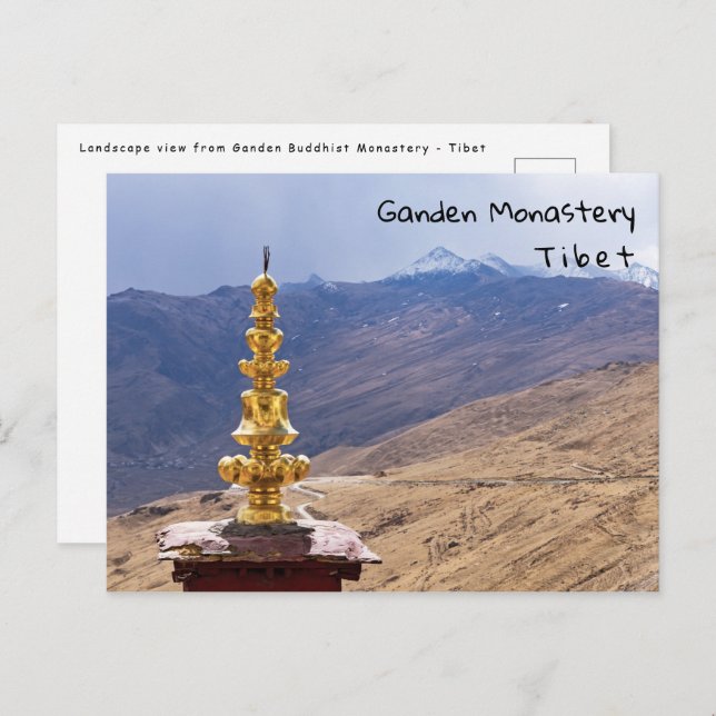 Tibet - Ganden Buddhist Monastery Postcard (Front/Back)