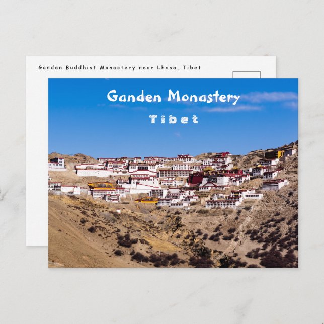 Tibet - Ganden Buddhist Monastery Postcard (Front/Back)